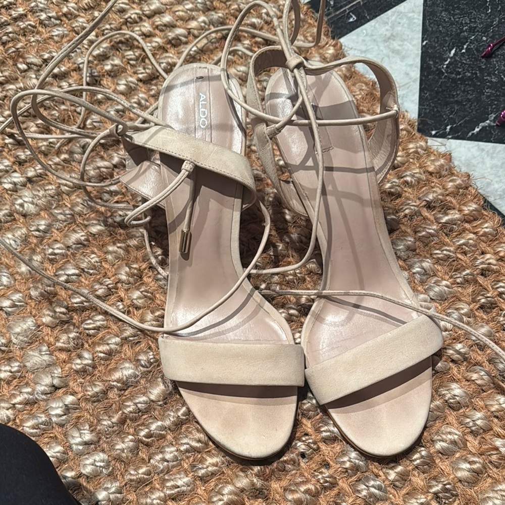 Aldo Cream Heels Elegant Strappy Design